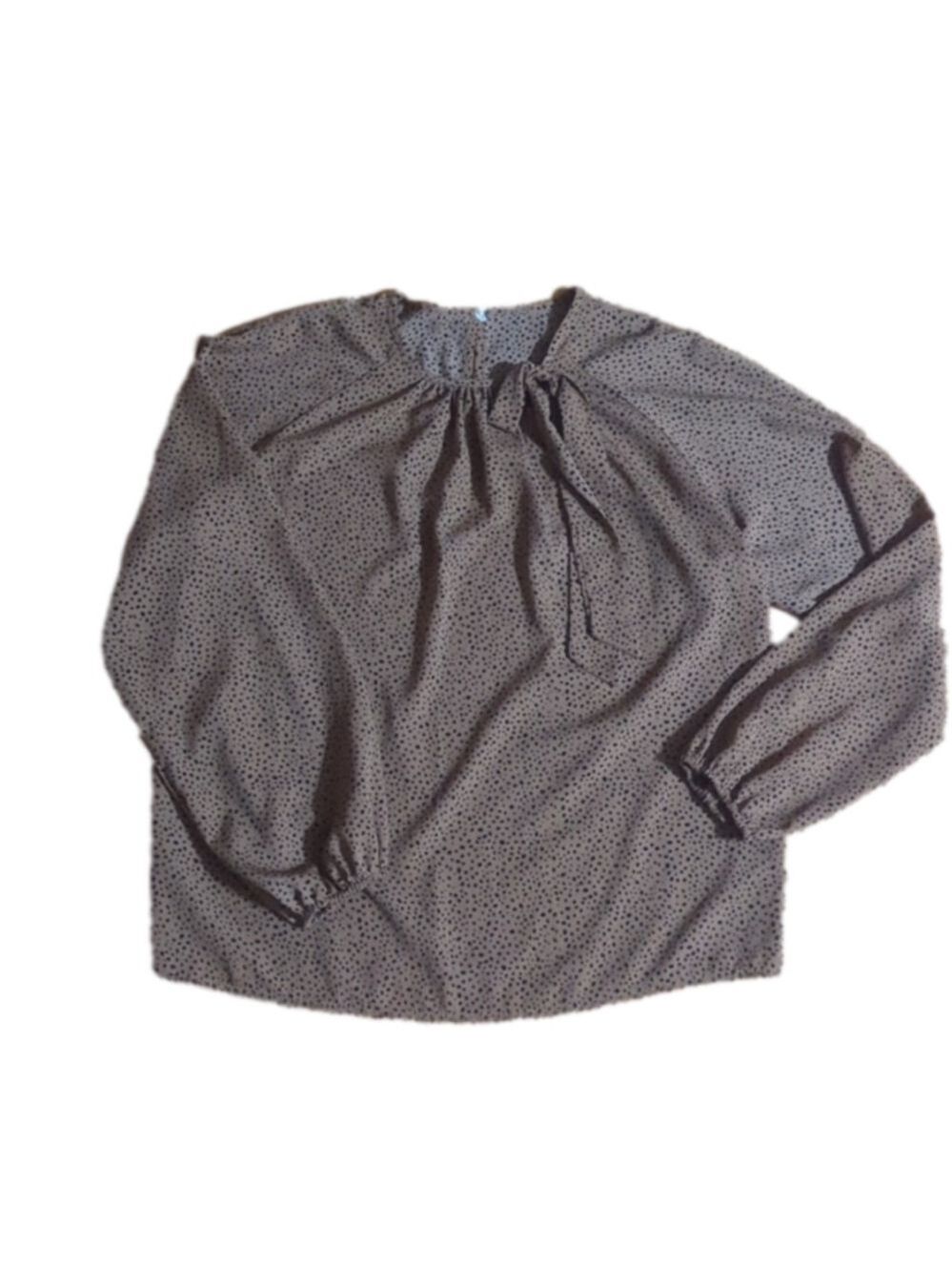 Shein tie neck dotted long sleeve blouse medium